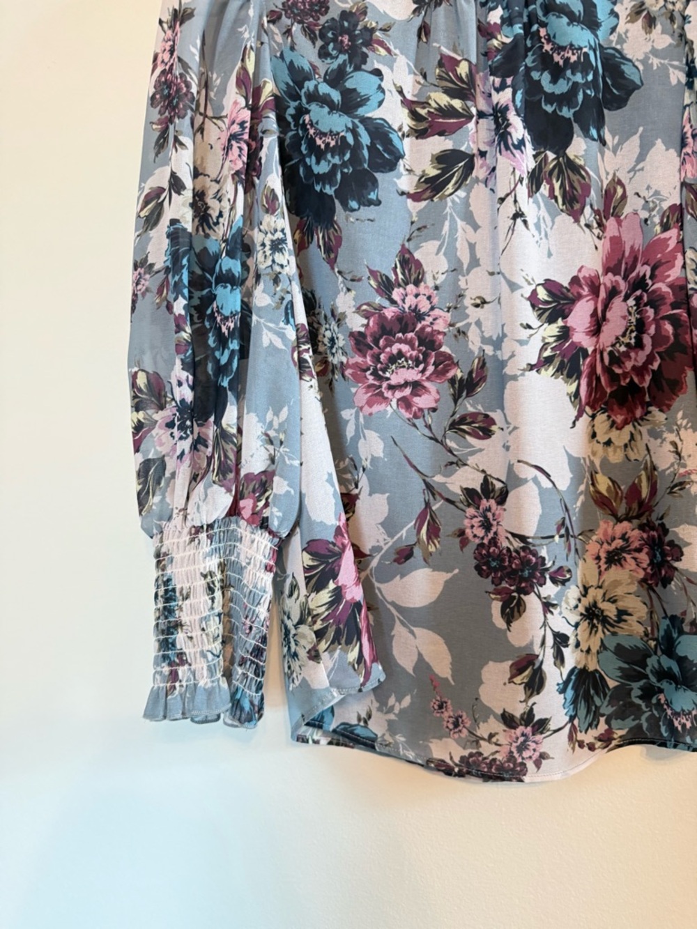Amanda Uprichard • Blue Floral Puff Sleeve Top Helene Blouse Color Victoria Sz P - Picture 6 of 10